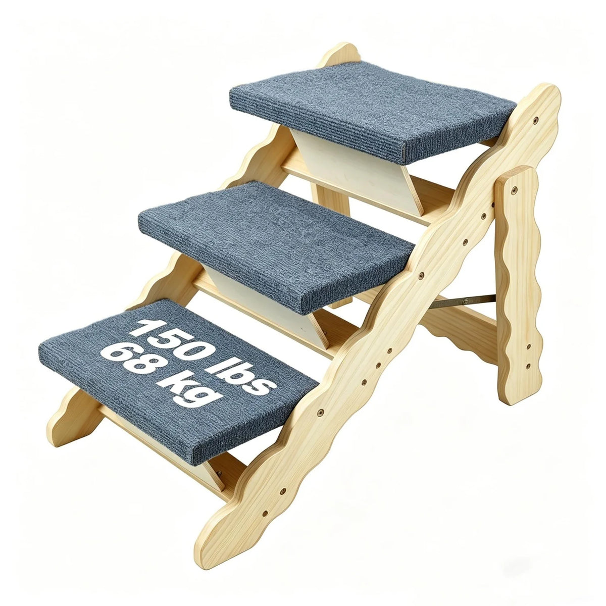 HiMISS Wooden Collapsible Dog Stairs and Ramp for Pets