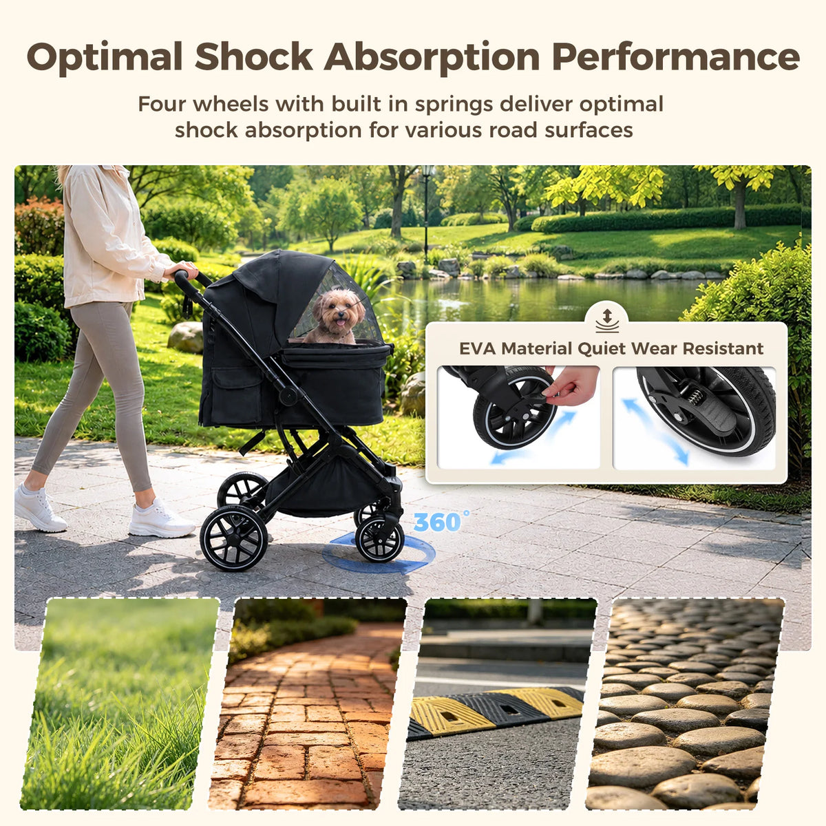 Pawz Road Foldable Pet Stroller With Secure Storage Basket