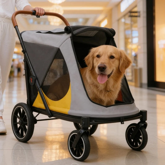 Foldable Pet Dog Stroller With Cup Holder And Removable Cushion