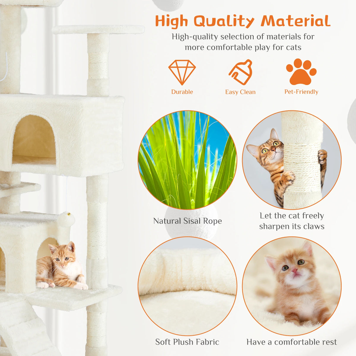 JHK Multi Tier Cat Tree Tower With Sisal Scratching Post Platform