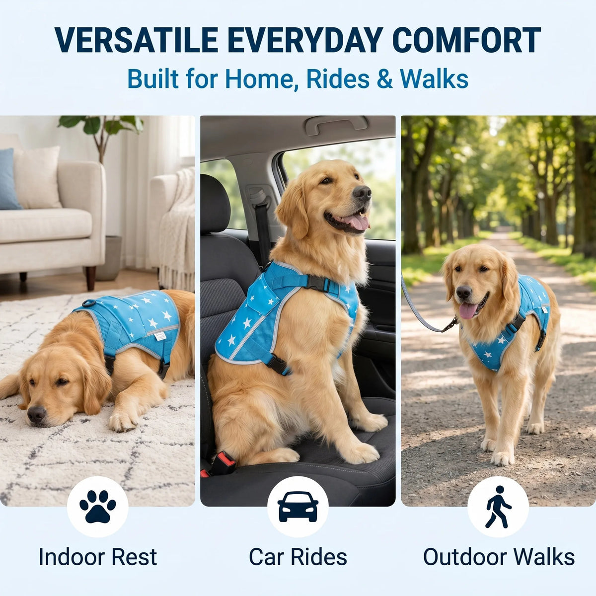 Premium Dog Cooling Vest With Freezer Packs For Summer Outdoors