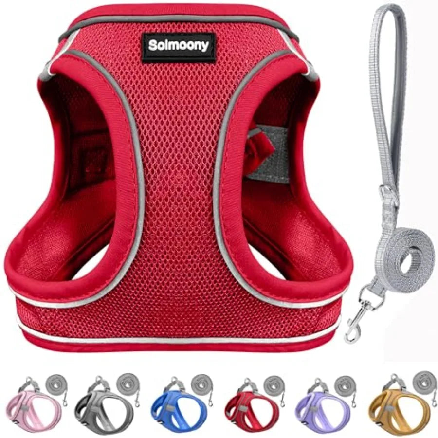 Reflective Breathable Puppy Dog Harness And Leash Set