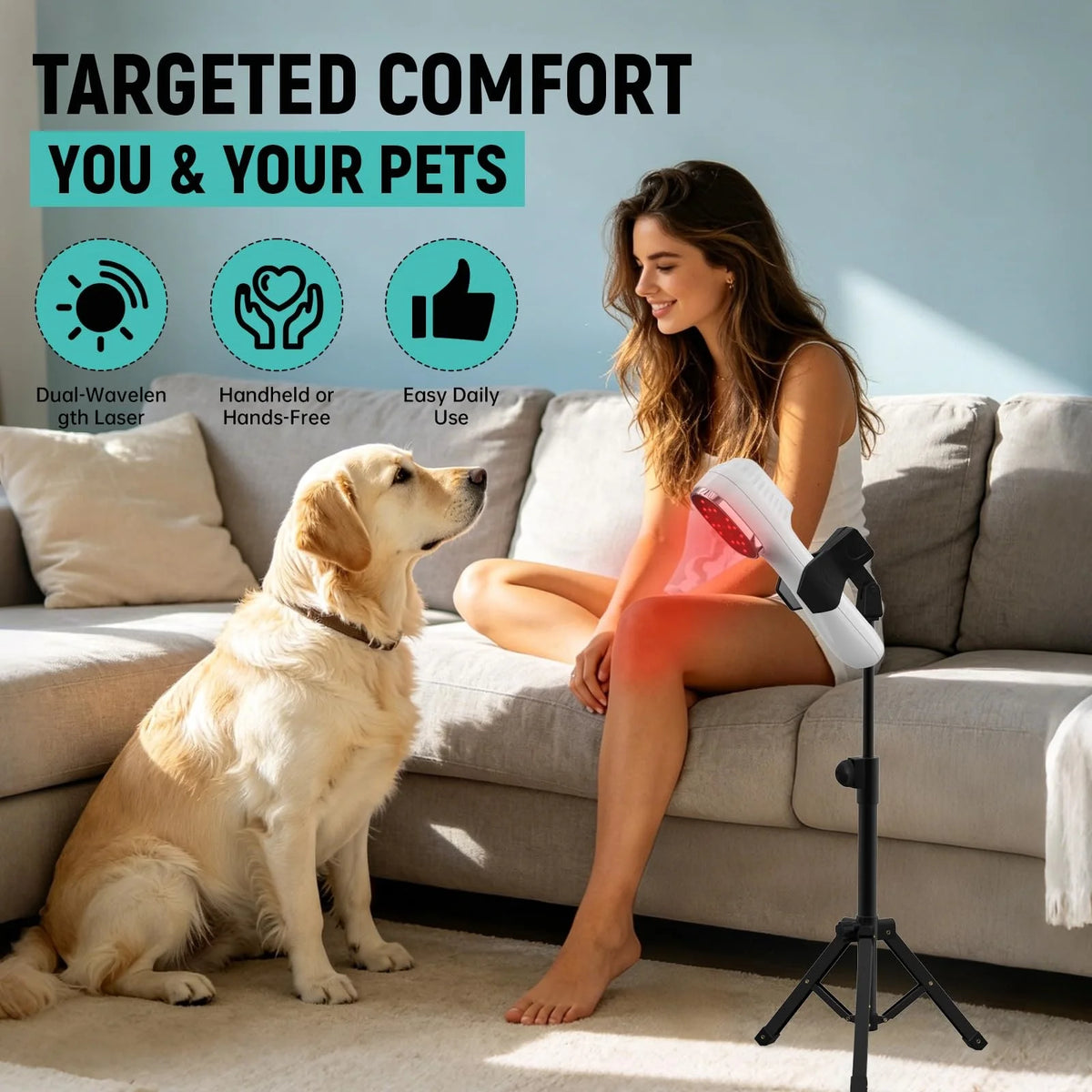 Handheld Pet Laser Therapy Device With Stand For Joint Pain Relief