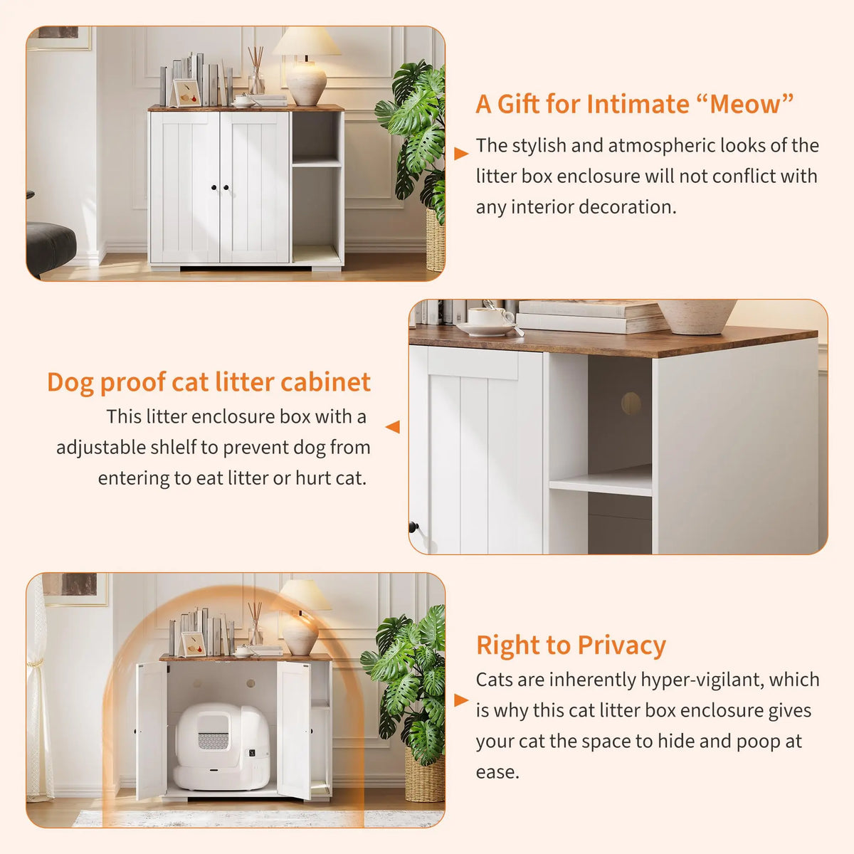 HiMISS Cat Litter Robot Enclosure With Built In Power Outlet