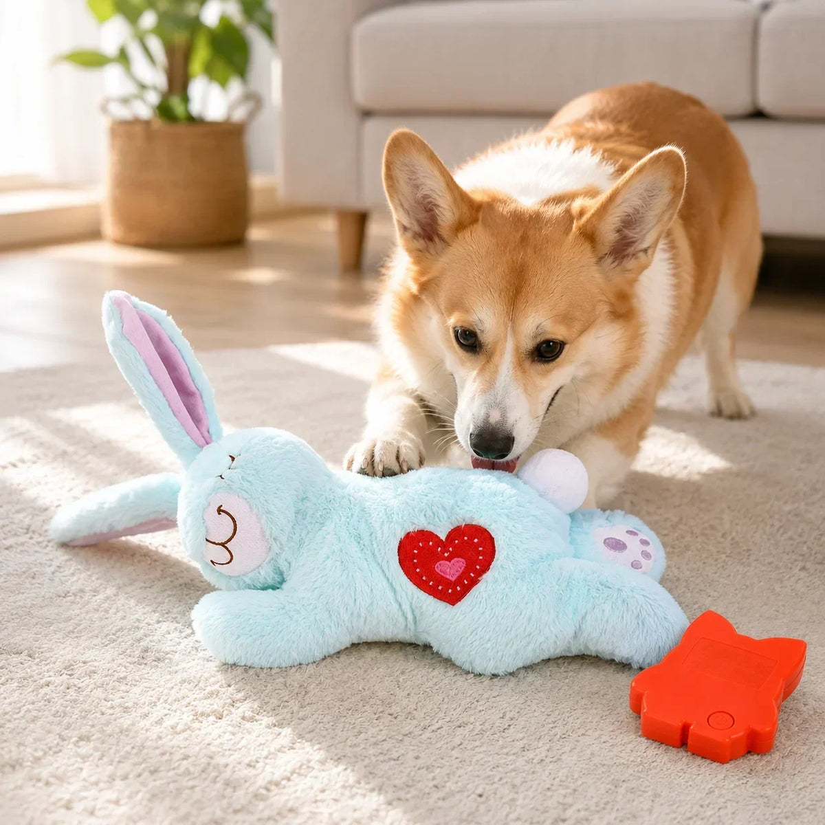 Calming Heartbeat Plush Dog Toy Bunny For Puppy Anxiety Relief