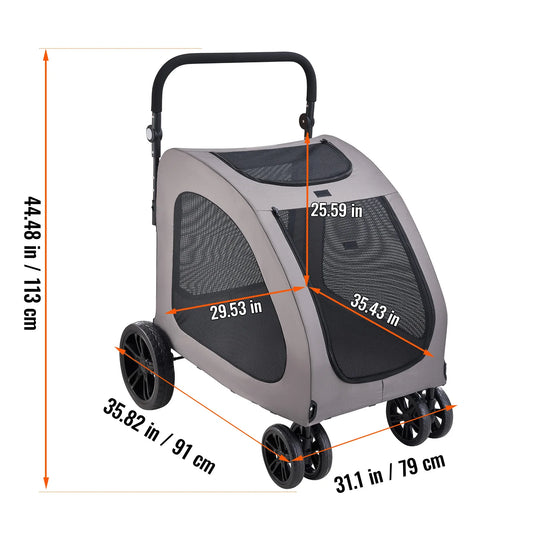 SucceBuy Portable Pet Stroller Carrier With Mesh Windows
