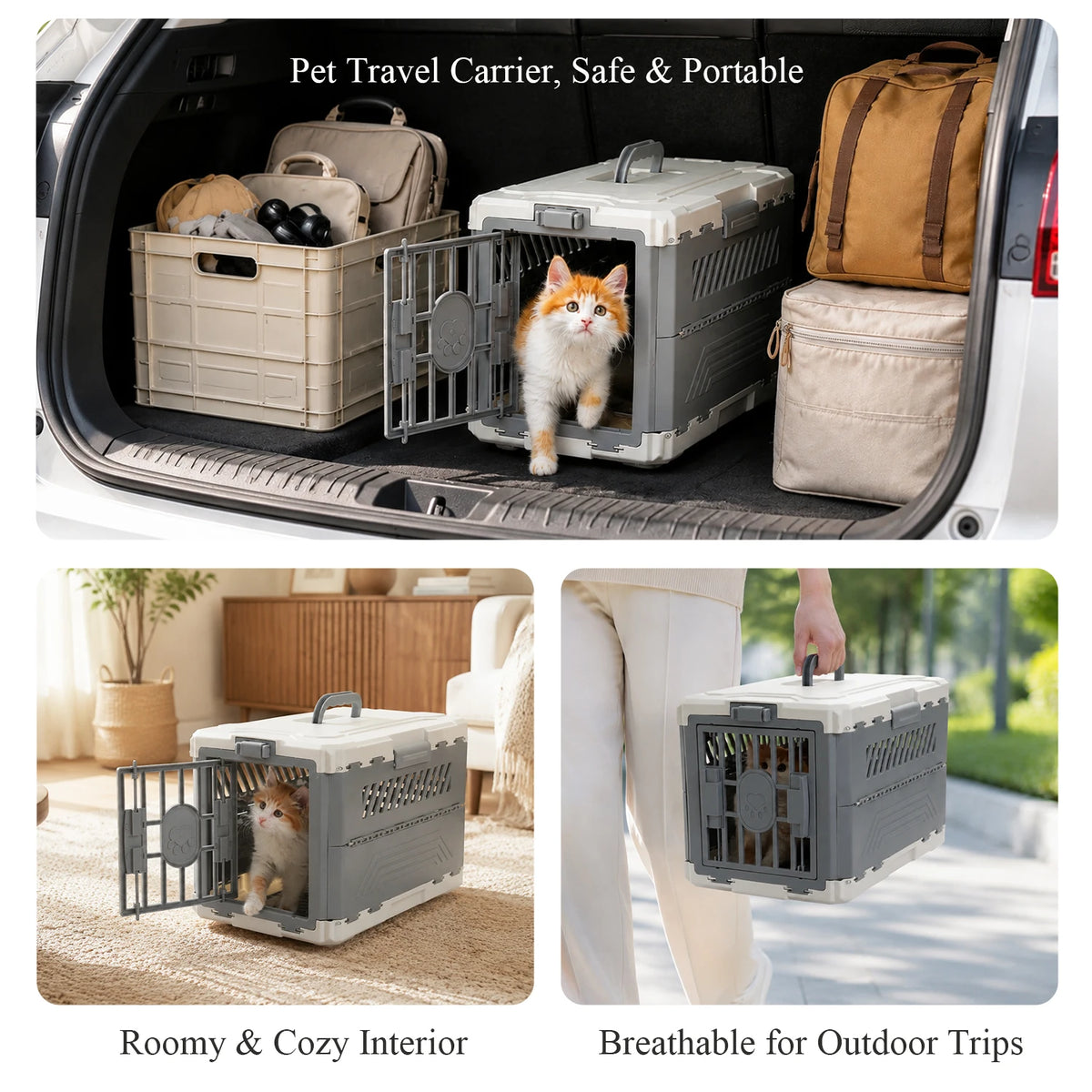 PAWZ Road Foldable Pet Carrier With Secure Lock Door For Travel