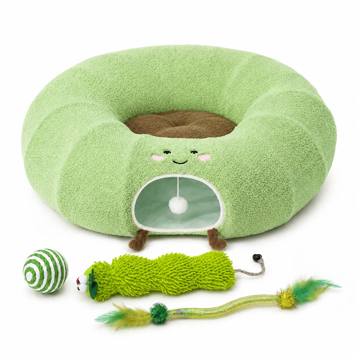 Convertible Cat Tunnel Bed With Plush Cushion And Play Hideaway