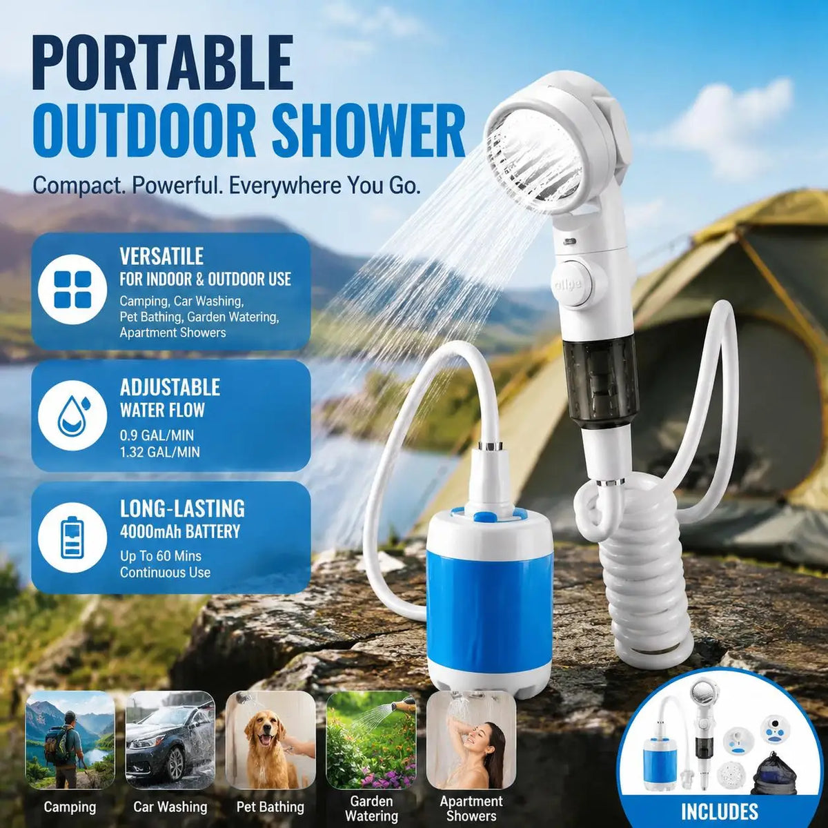 Portable Handheld Pet Shower Sprayer for Bathing and Outdoor Grooming