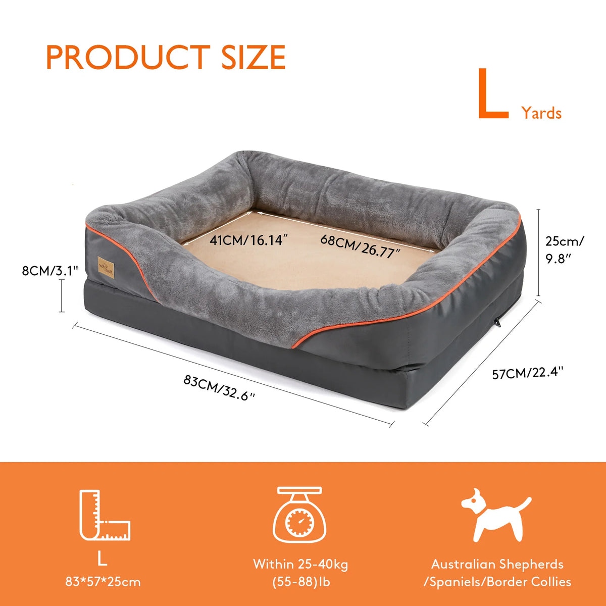 BINGOPAW Waterproof Washable Foam Dog Bed With Removable Cover
