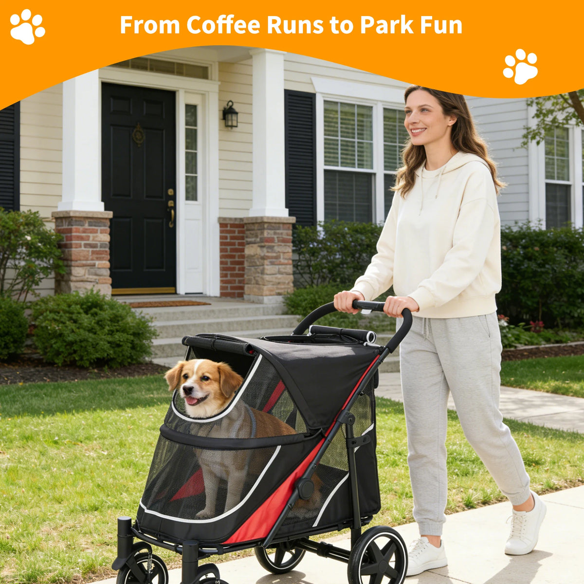 Premium Foldable Pet Stroller With Sunshade And Storage Bag