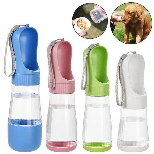 Glass Pet Water And Food Dispenser Bottle Portable For Dogs
