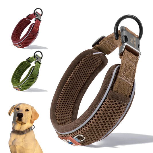 Personalized Breathable Mesh Dog Collar Reflective Free Engraving